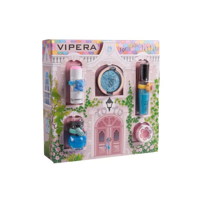 VIPERA TuTu BALLERINA HOUSE z 5 kosmetykami, każdy w niebieskim odcieniu, 04 turquoise pointe