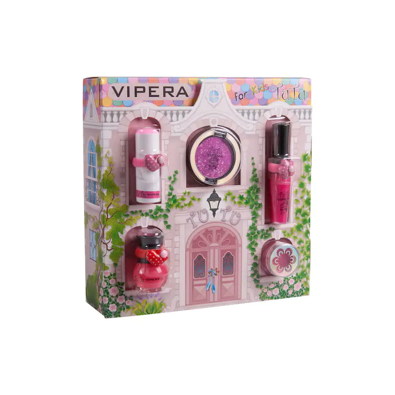 VIPERA TuTu BALLERINA HOUSE z 5 różnymi kosmetykami, każdy w kolorze magenta, 01 scarlet bow