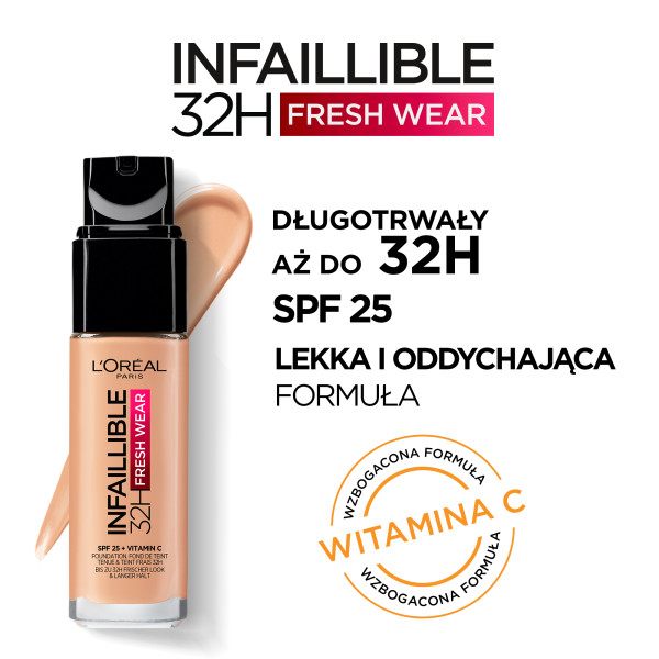 L'Oreal Paris Infallible 32H Fresh Wear Foundation długotrwały podkład do twarzy 15 Porcelain 30ml - obrazek 2
