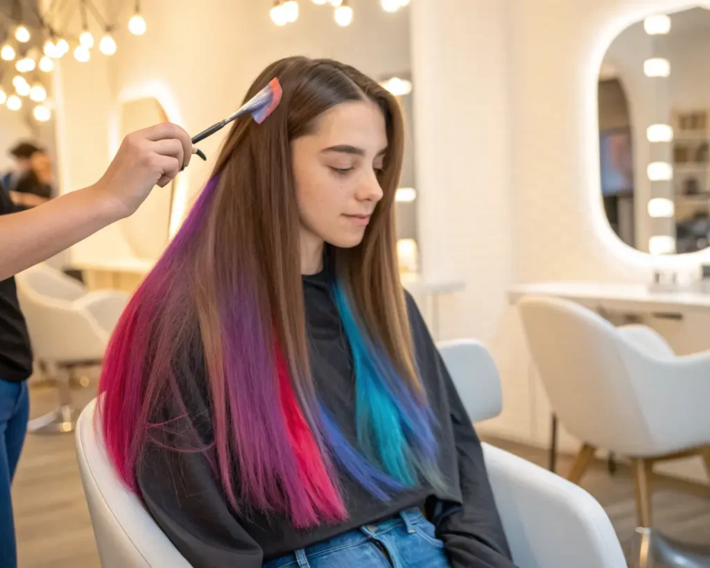 Farbowanie włosów od spodu – jak wykonać odwróconą koloryzację w intensywnych kolorach