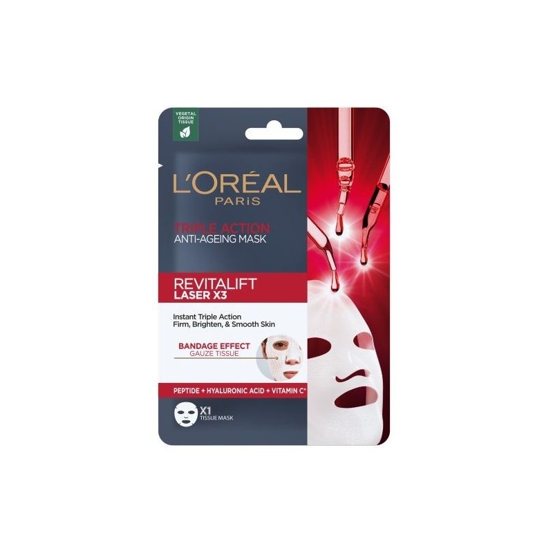 L’Oreal Paris Revitalift Laser X3 przeciwzmarszczkowa maska w płachcie o potrójnym działaniu 28g