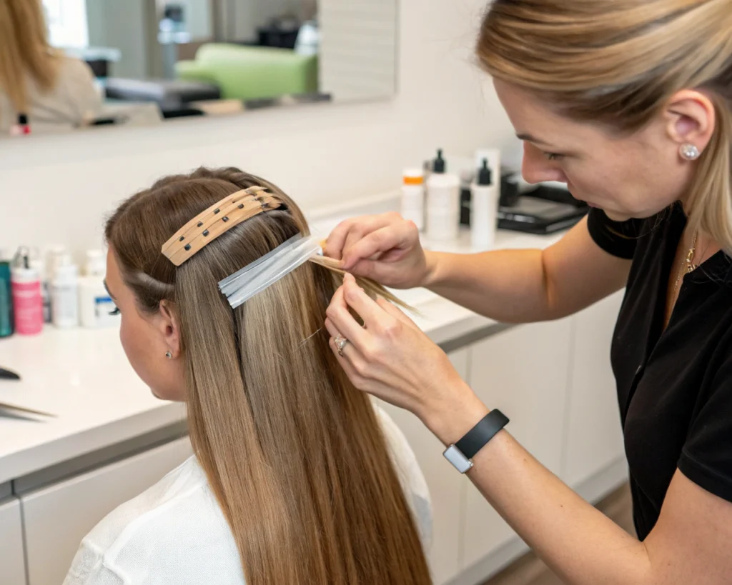 Jak wygląda przedłużanie włosów metodą kanapkową?