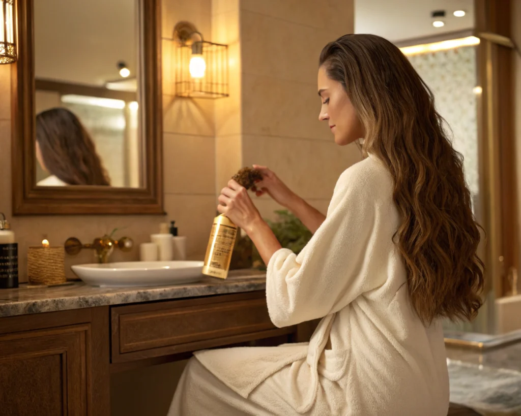 Odżywka z keratyną i kolagenem jest jak rusztowanie dla łamliwych włosów i nabłyszcza jak laminacja