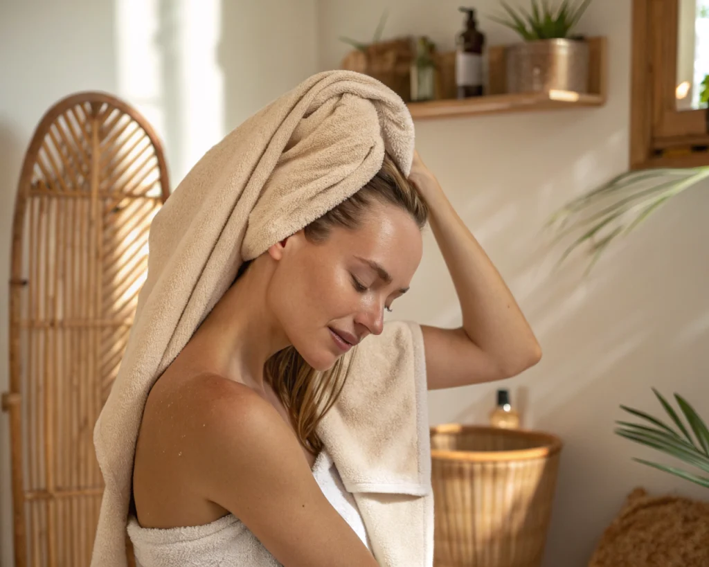 Ręcznik do włosów – jak działa na włosy i jak go używać?