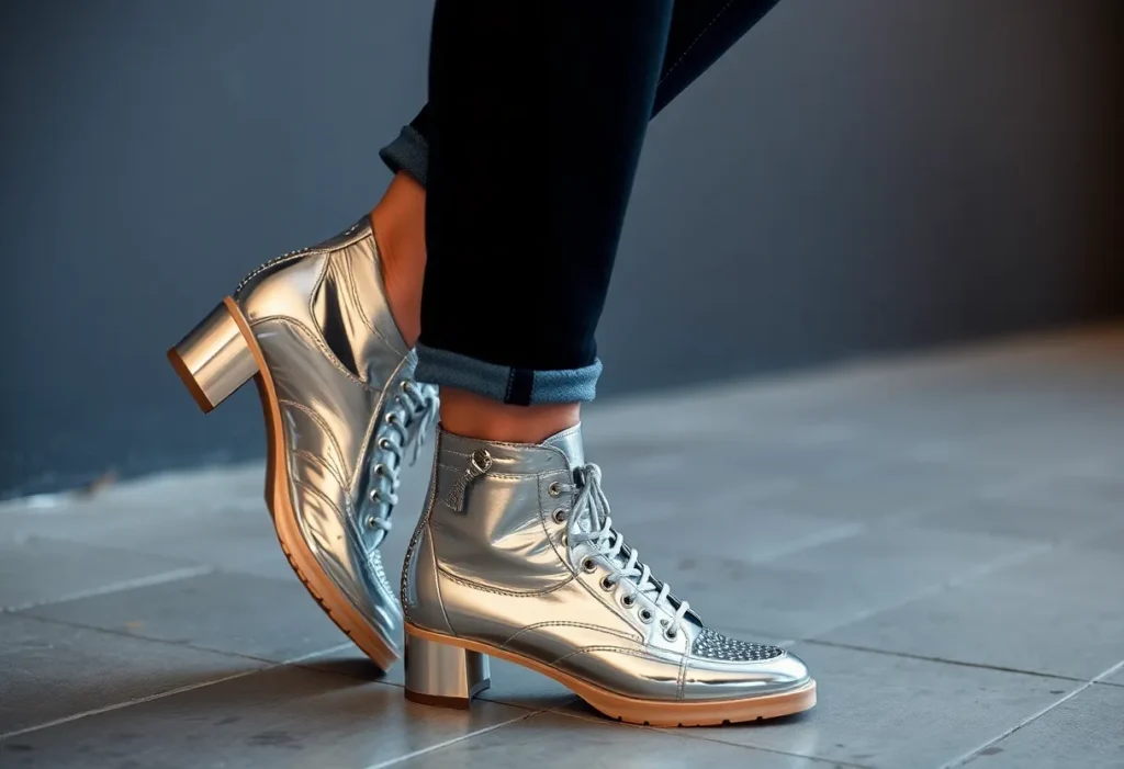Srebrne buty na słupku – jak je nosić?