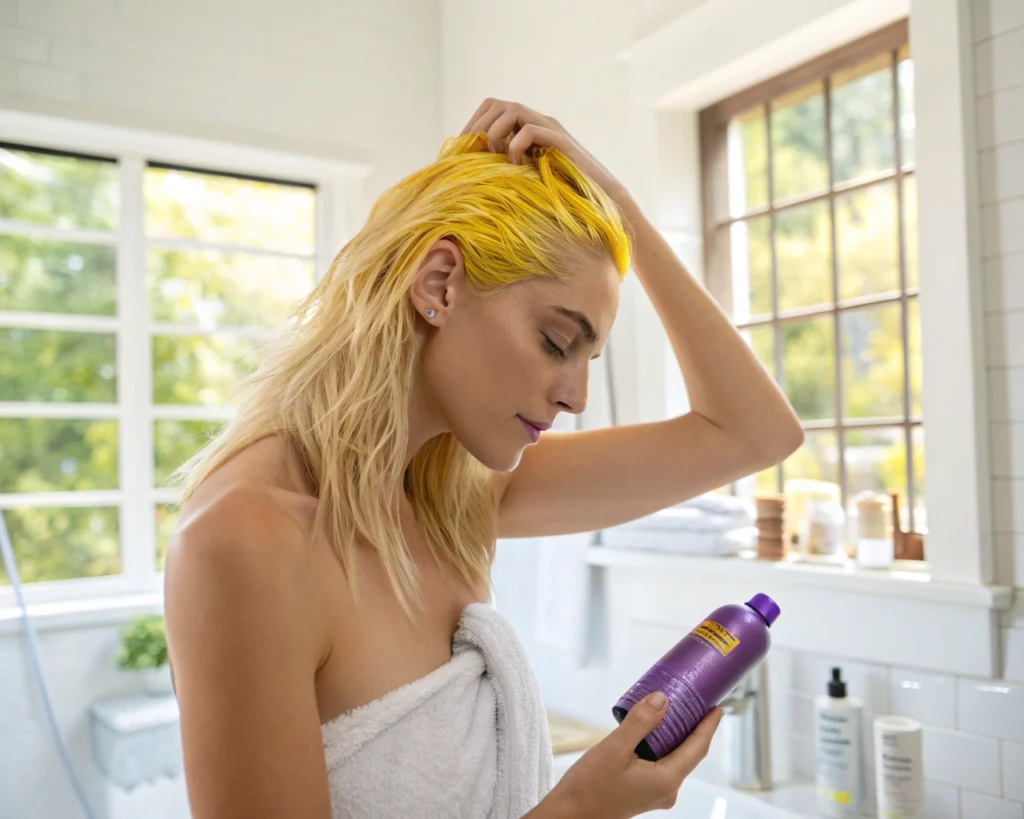 Ta odżywka działa jak toner do włosów. Pomoże uzyskać chłodny blond bez wizyty u fryzjera