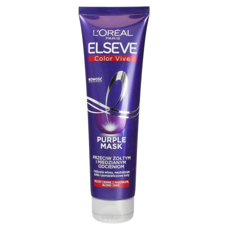 L’Oreal Paris Elseve Color-Vive Purple Mask maska do włosów przeciw żółtym i miedzianym odcieniom 150ml